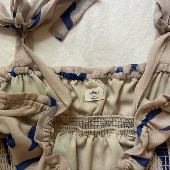 Aritzia Wilfred Ballad Ruffled Cami, Tan and Blue, size Medium - Picture 2 of 8